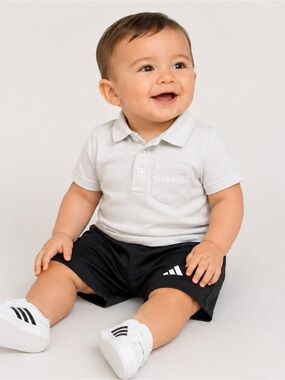 Adidas Baby Boy 2-Piece Polo & Shorts Set Outfit - 12 Months